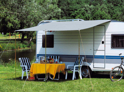 Sonnensegel Wohnwagen Sonnendach dwt Flora Gr. 1-6 grau o.blau Wohnwagen  Camping